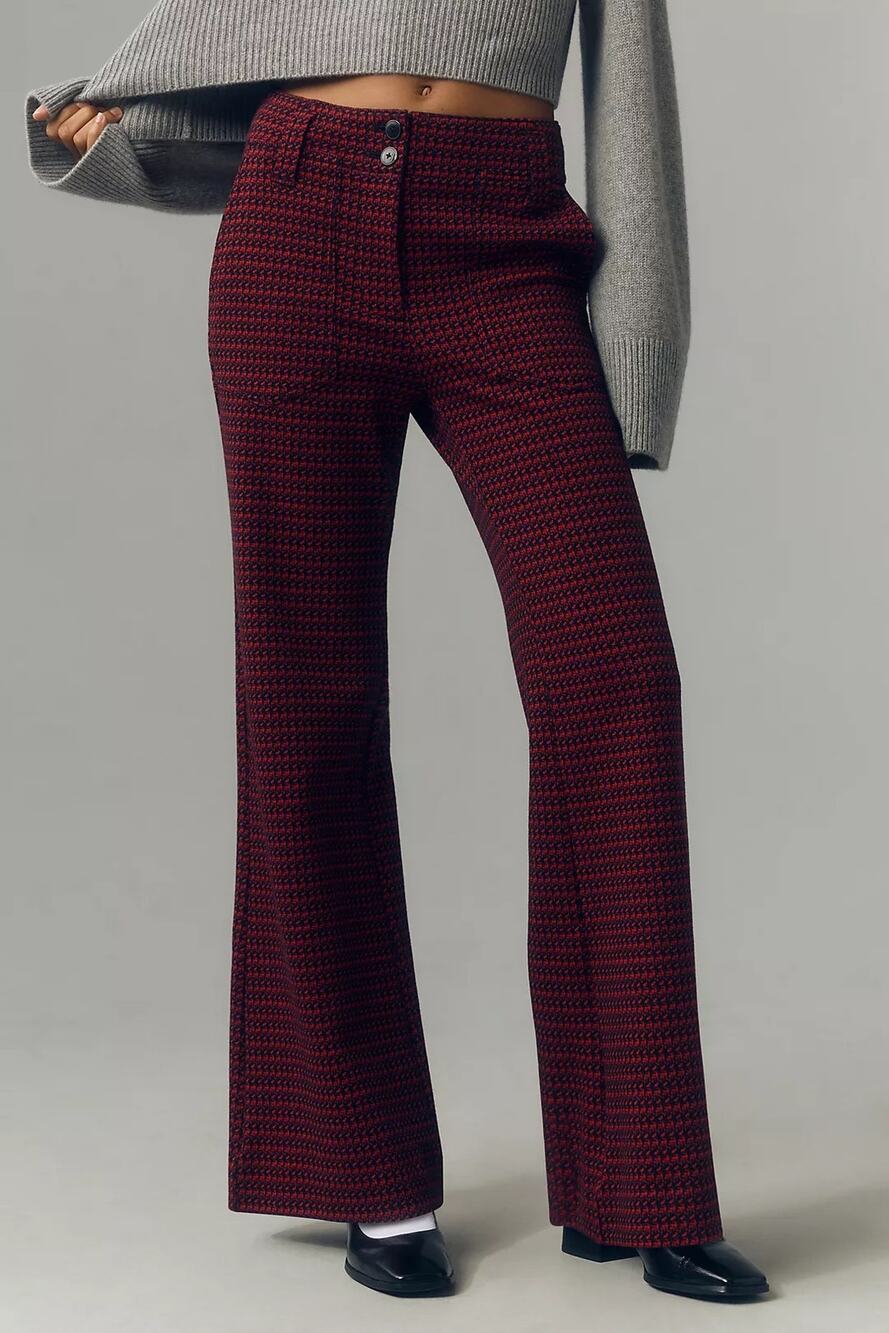 Maeve by Anthropologie The Naomi Houndstooth High Rise Wide Leg Pants Women’s 0